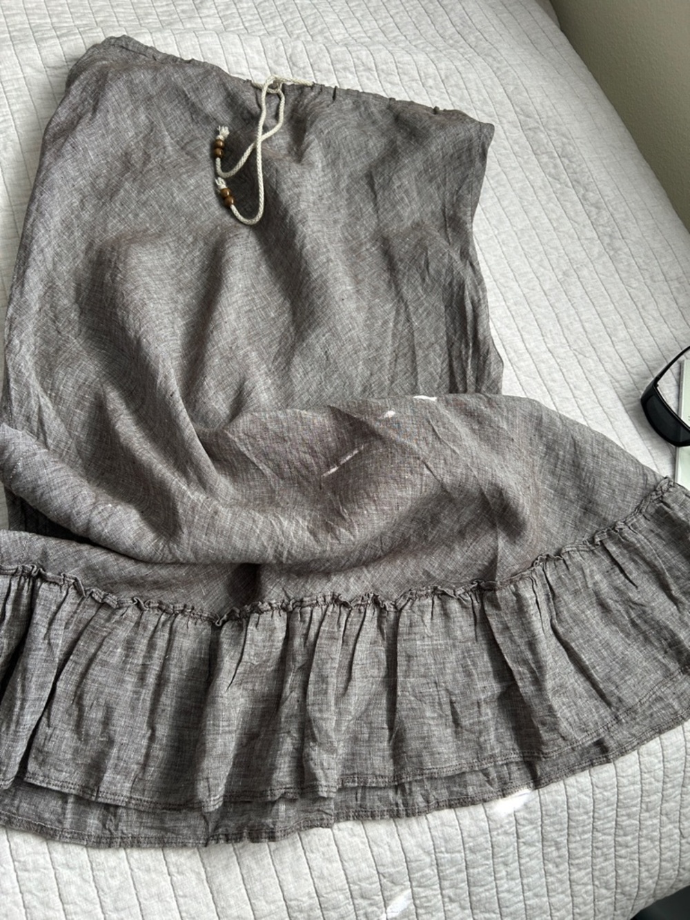 Vtg Y2K Eddie Bauer 100% linen pull on cottage Prairie western maxi skirt M tall - Picture 11 of 14